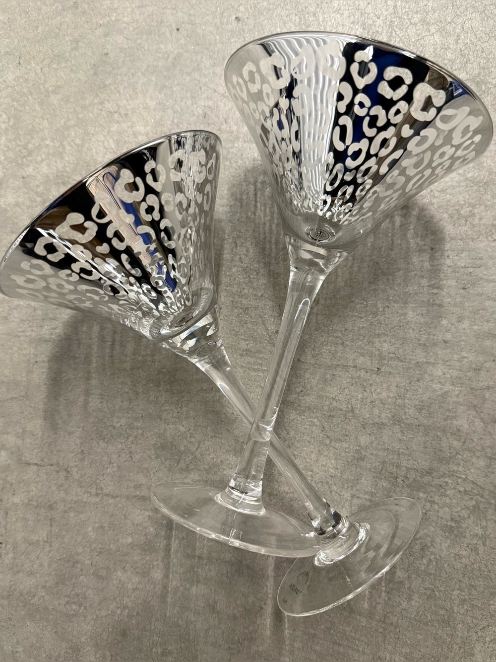 Set of 2 - “Artland” Crystal Mirrored Animal Print Martini Glasses NWT